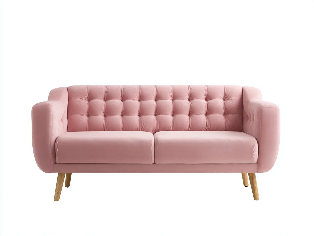 Canapé 2 places en tissu bleu 188×86×84 cm – salon moderne inspiration vintage