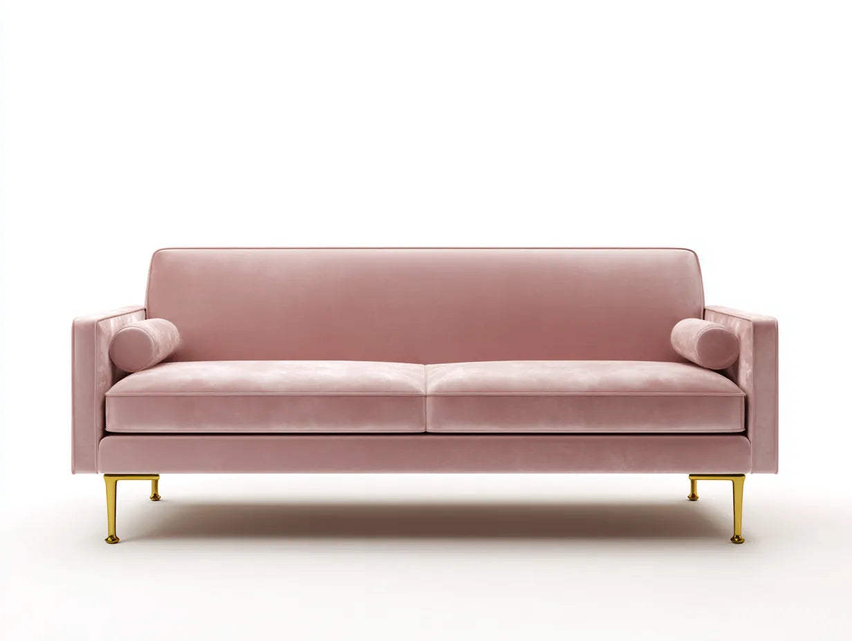 Canapé 2 places 190×86×82 cm – velours rose – design scandinave confortable pour salon