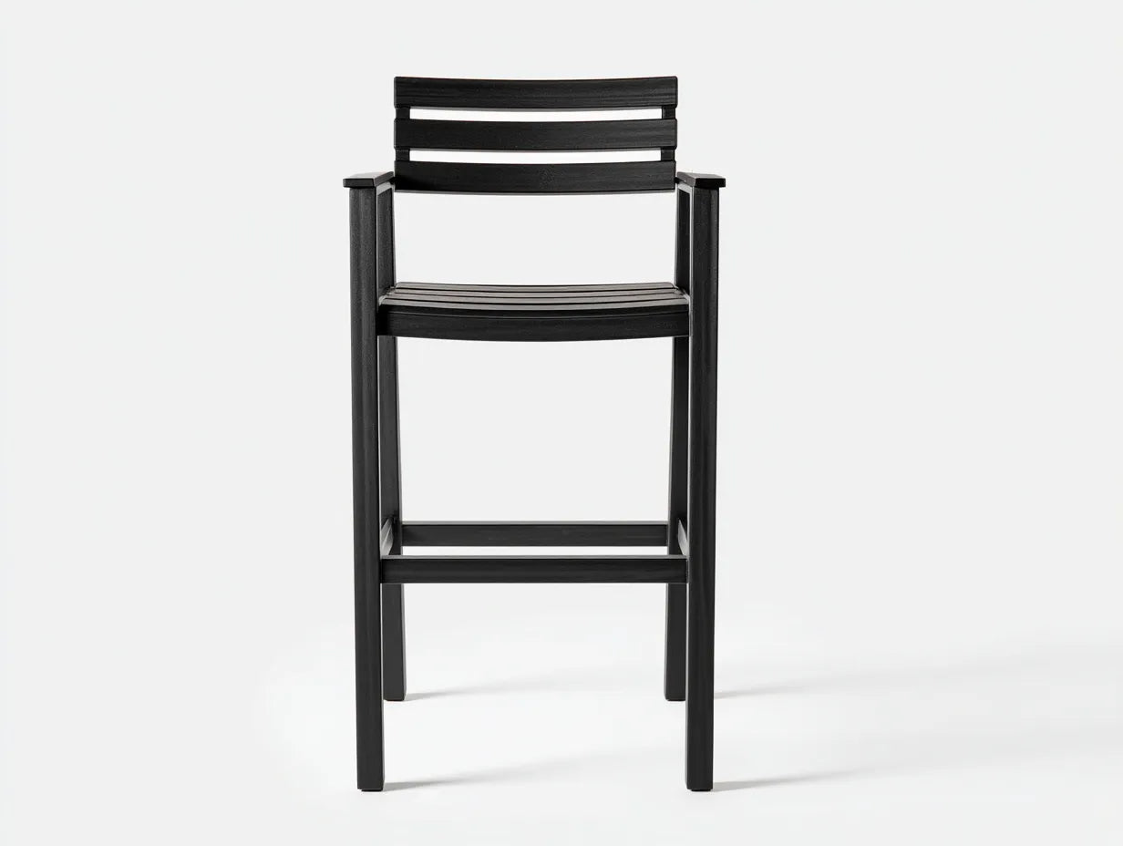 Tabouret de bar extérieur noir 50×50×95 cm – balcon contemporain avec dossier à lattes