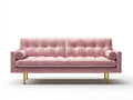 Canapé 2 places en velours rose 175×82×84 cm – salon nordique avec assise confortable