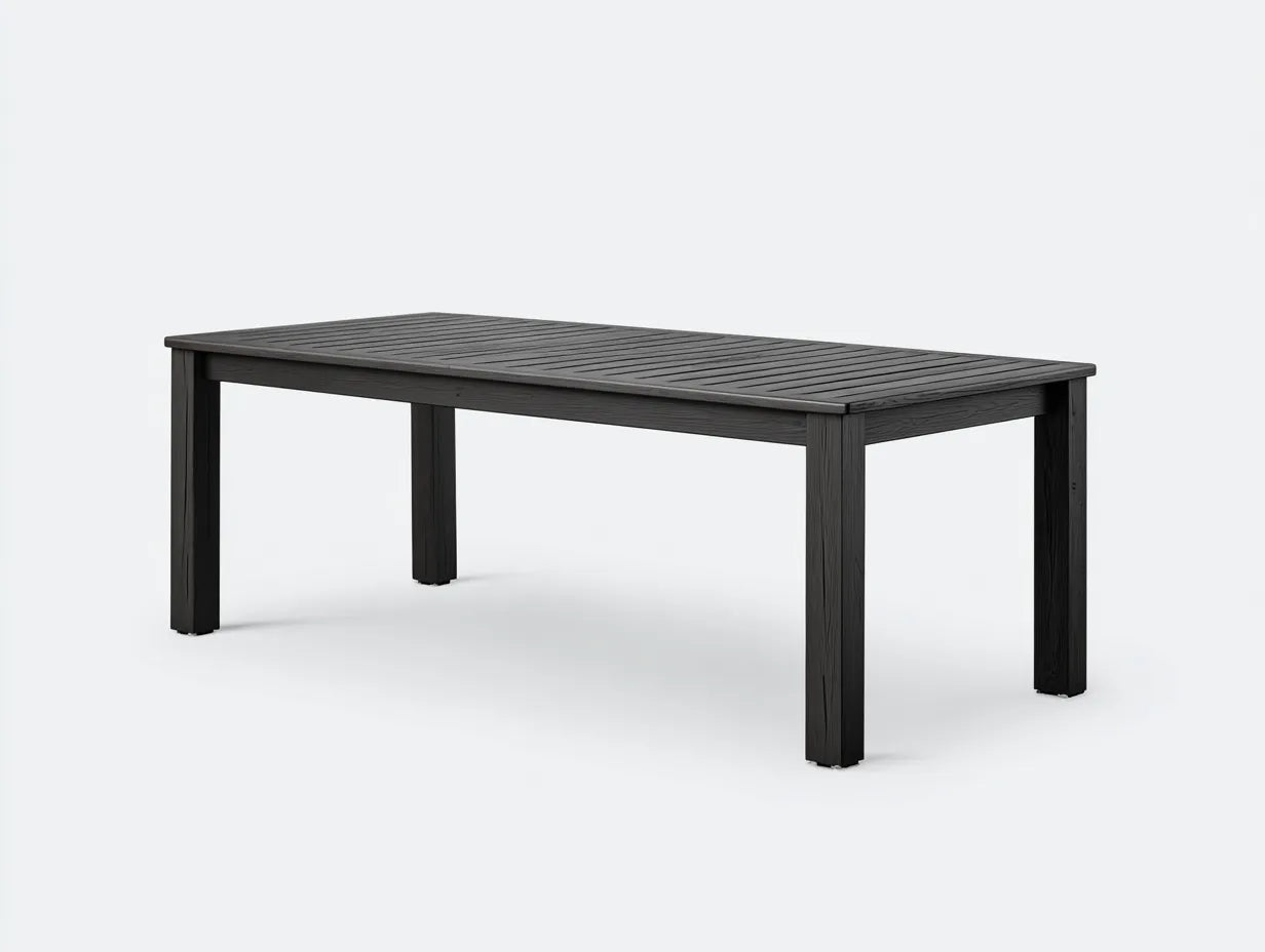 Table à manger extérieur noir 180×90×75 cm – balcon style contemporain avec finition bois