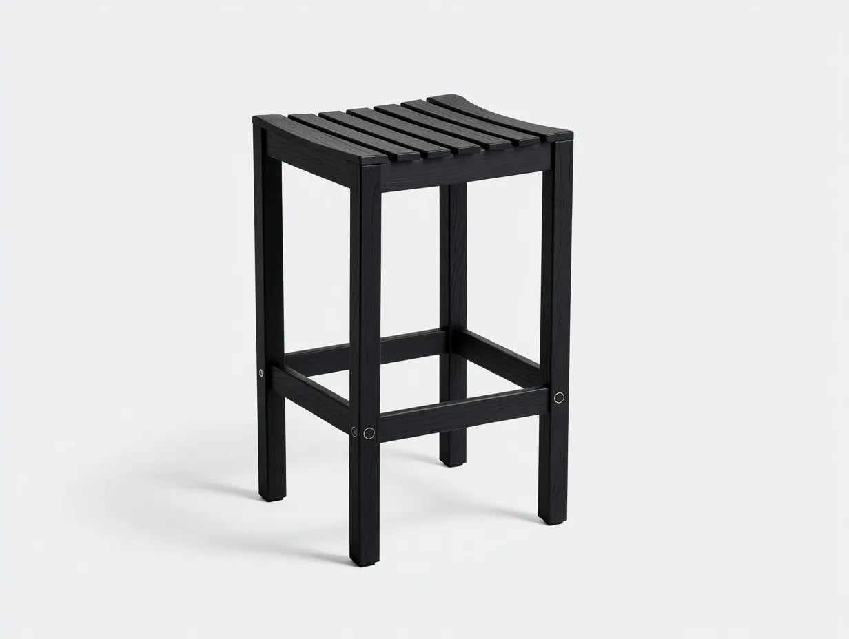 Tabouret de bar 52×54×112 cm – bois noir – avec accoudoirs pour terrasse