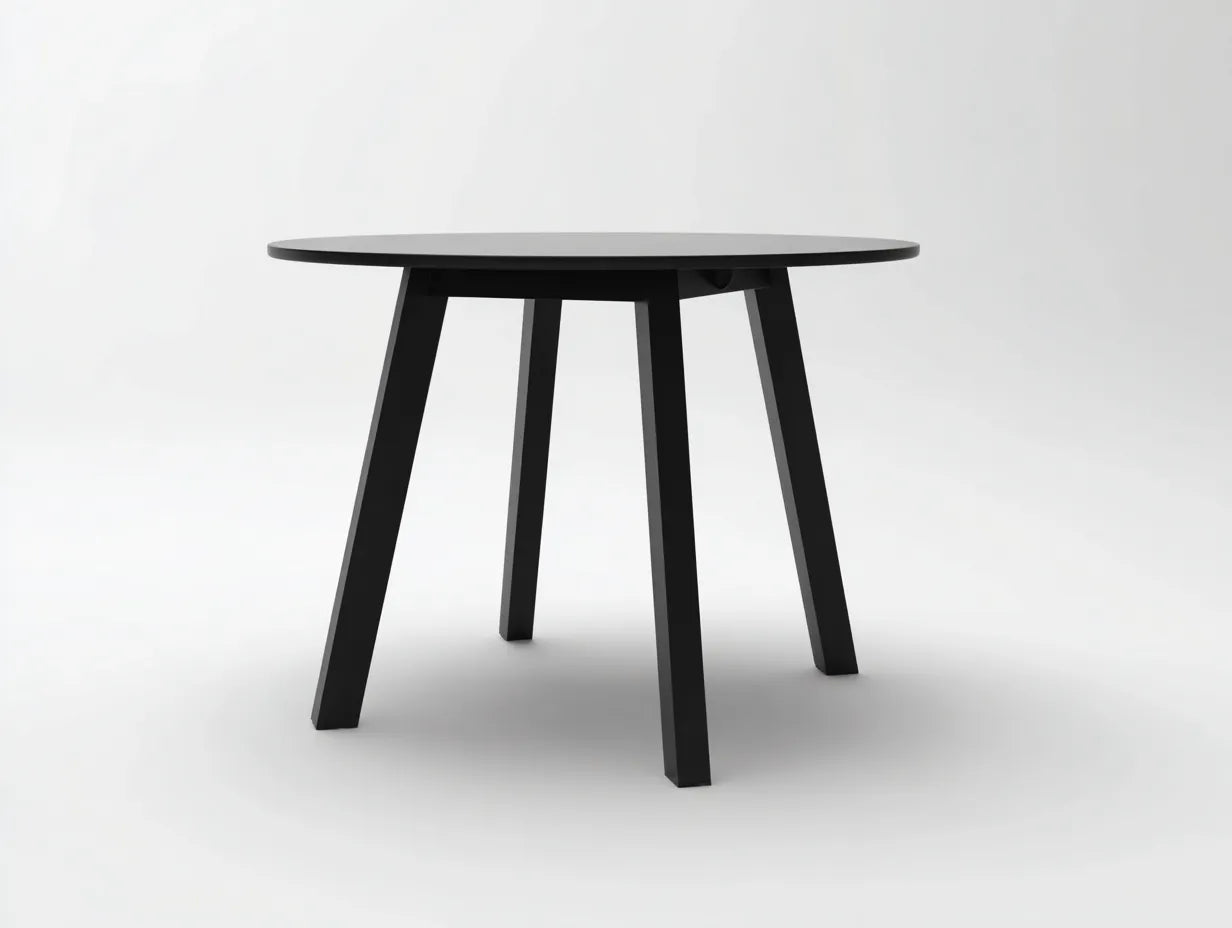 Table à manger ronde extérieure 120×120×75 cm – plastique noir – style moderne balcon