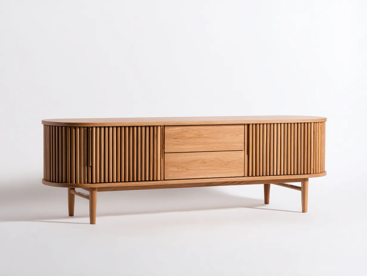 Meuble TV 180×40×55 cm – bois naturel – style moderne salon