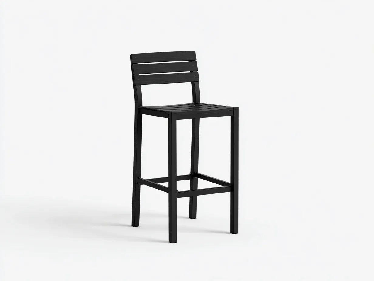 Tabouret de bar en métal 38×38×66 cm - noir - balcon terrasse design sobre
