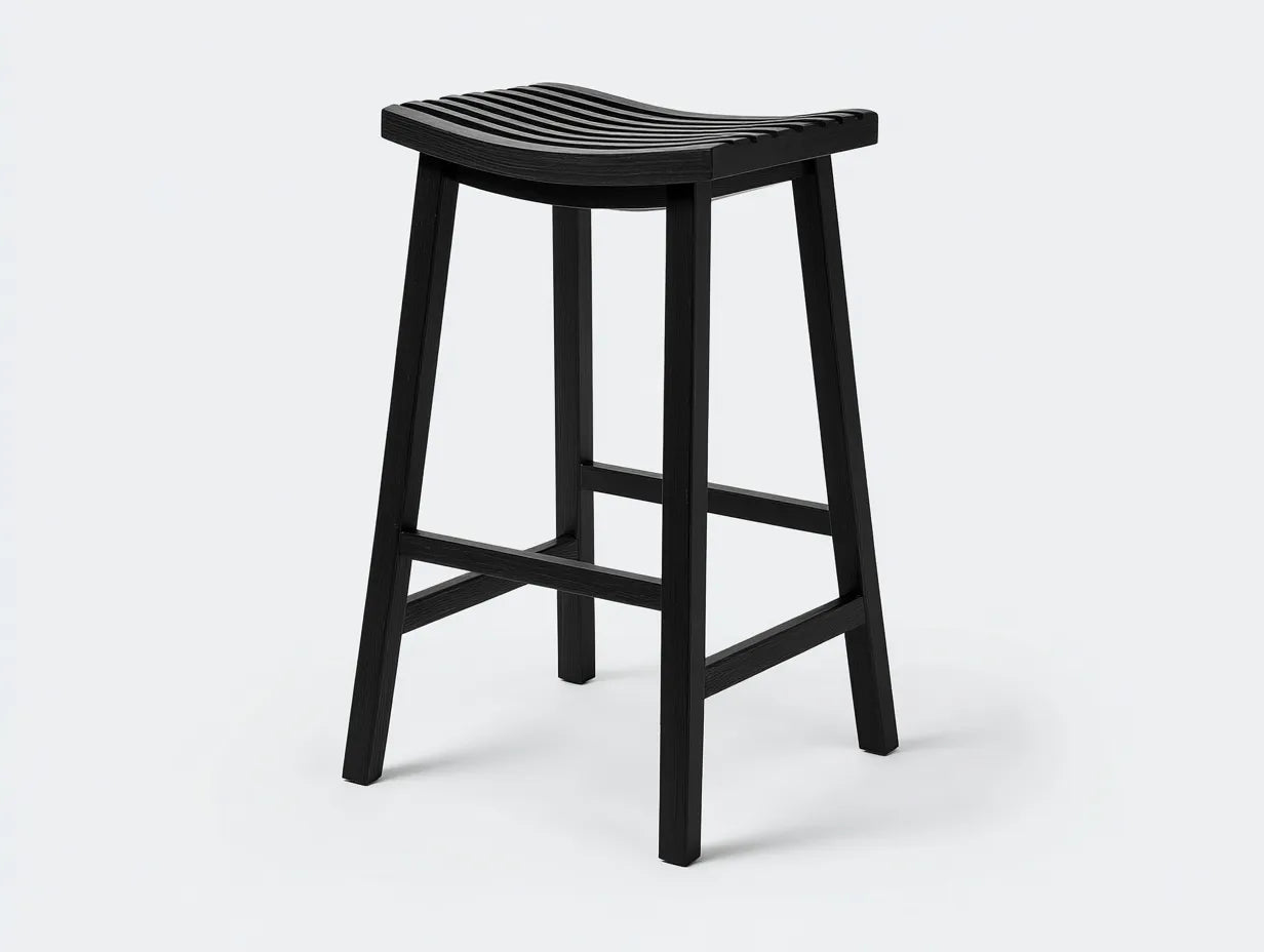 Tabouret de bar extérieur noir 45×45×75 cm – balcon style moderne avec assise rainurée