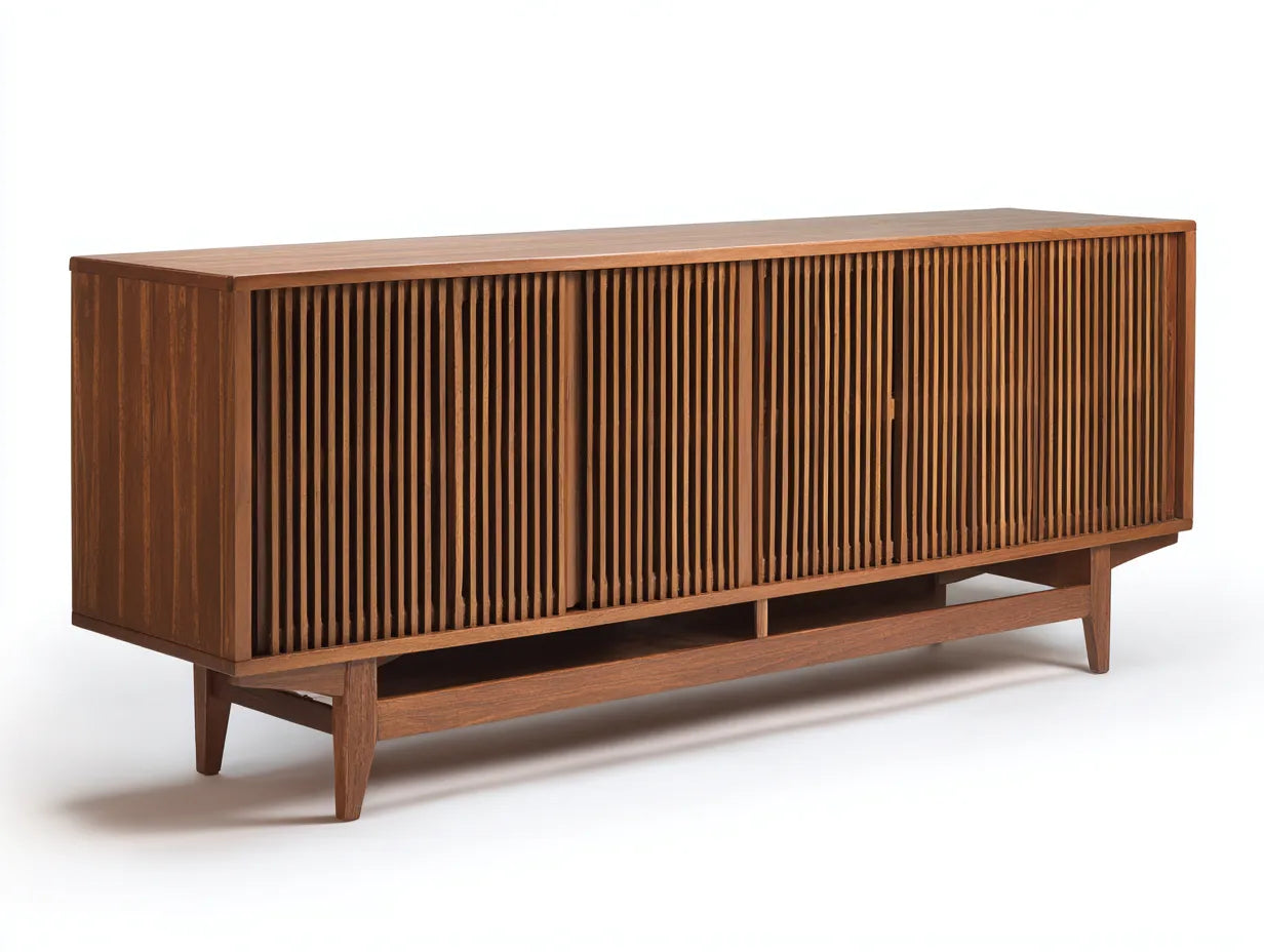 Meuble TV 200×42×60 cm – bois marron – style scandinave rétro pour salon