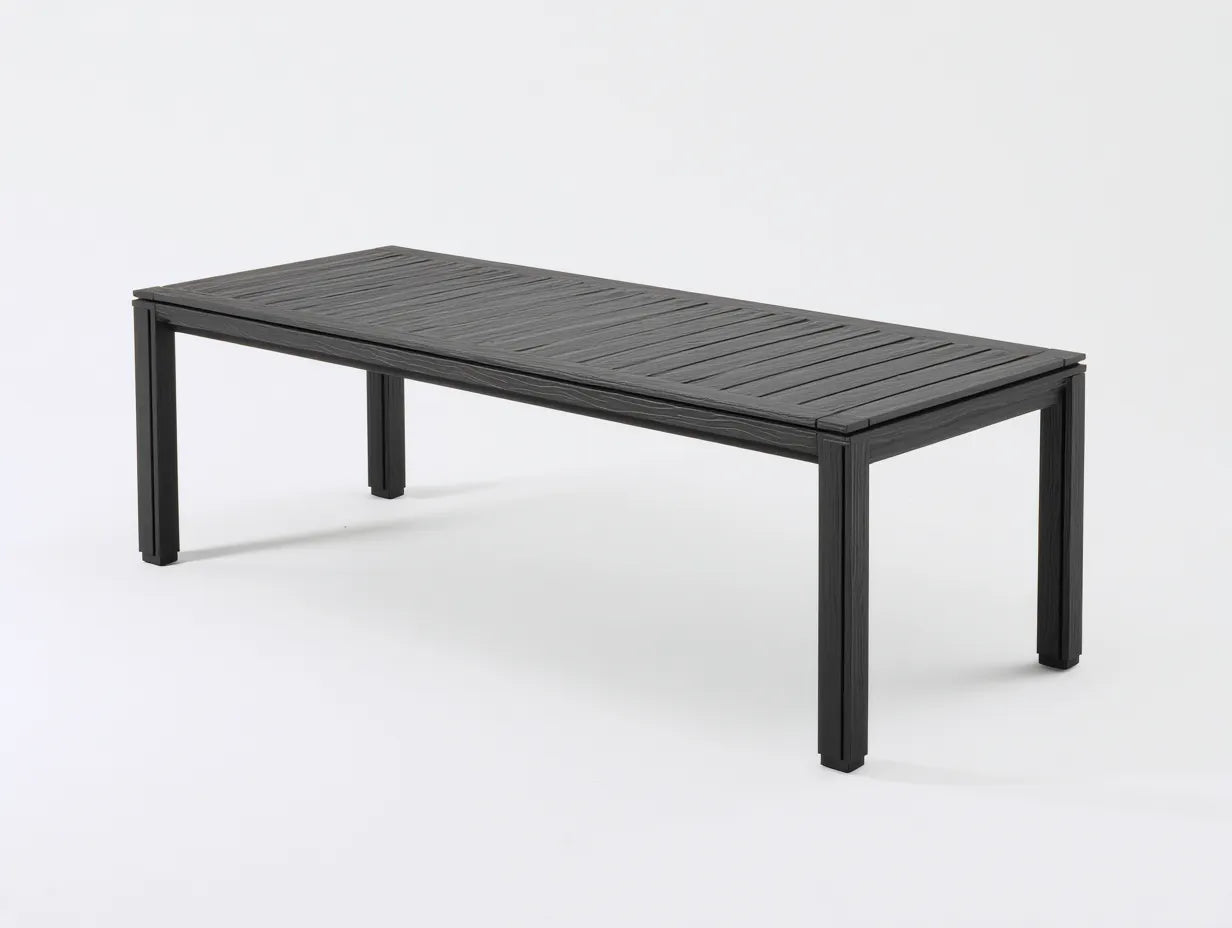 Table à manger extérieure 220×100×75 cm – aluminium noir – style moderne terrasse