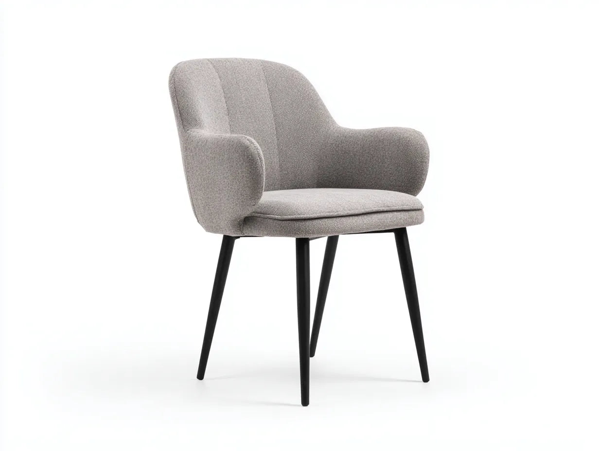 Chaise de salle à manger en tissu gris 56×58×81 cm – salon style contemporain avec finition métal