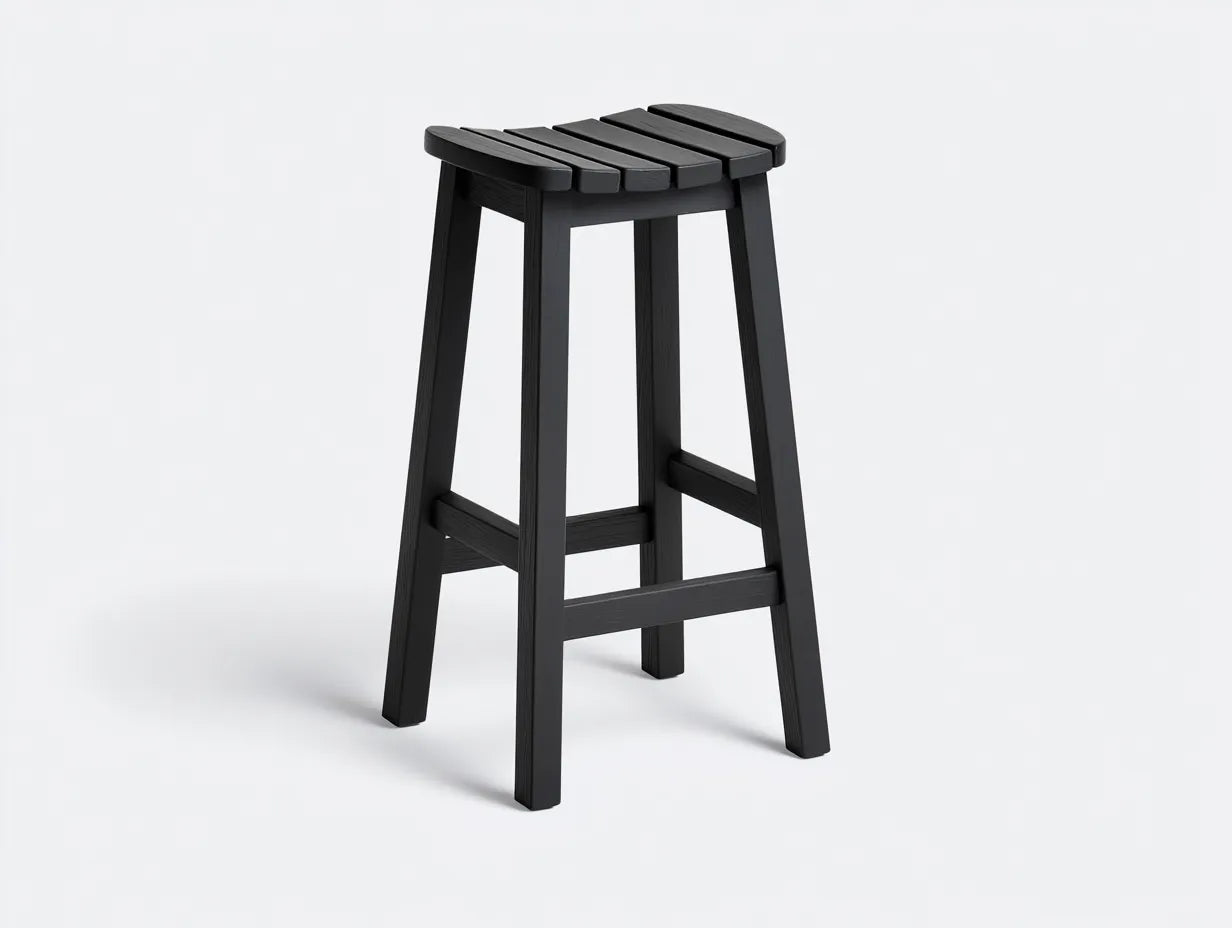 Tabouret de bar en bois 36×34×72 cm - noir - terrasse compacte style contemporain