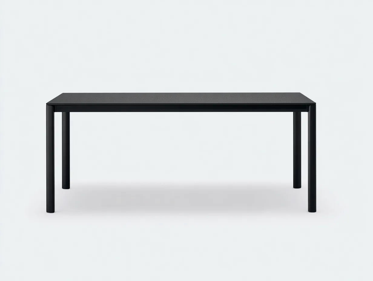 Table à manger extérieure 160×80×75 cm – plastique noir – style minimaliste pour terrasse